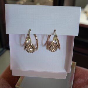 Gold-Tone Crystal Hoop Earrings